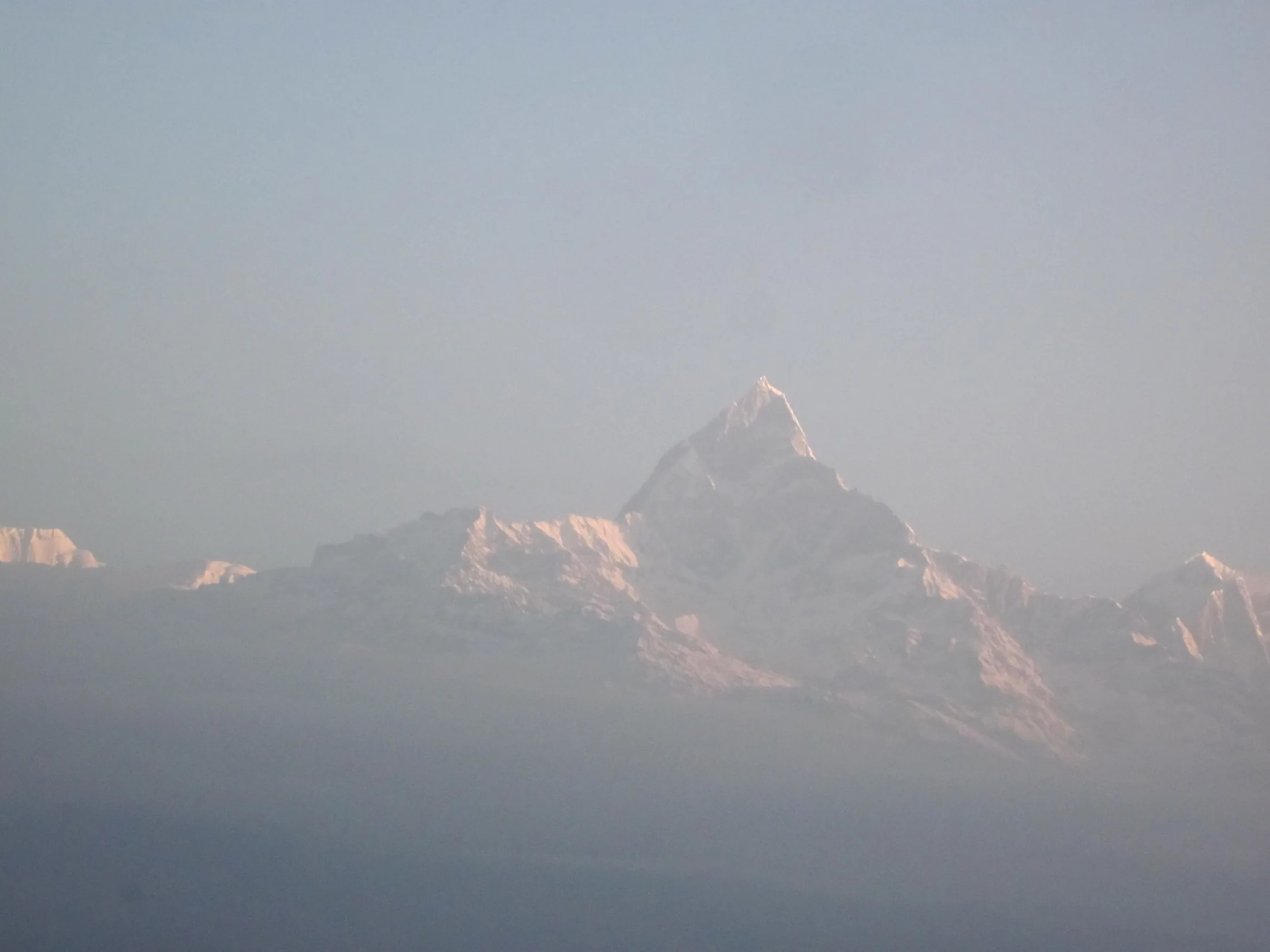 Machhapuchhre (Fishtail Mountain) rising above Pokhara, Nepal