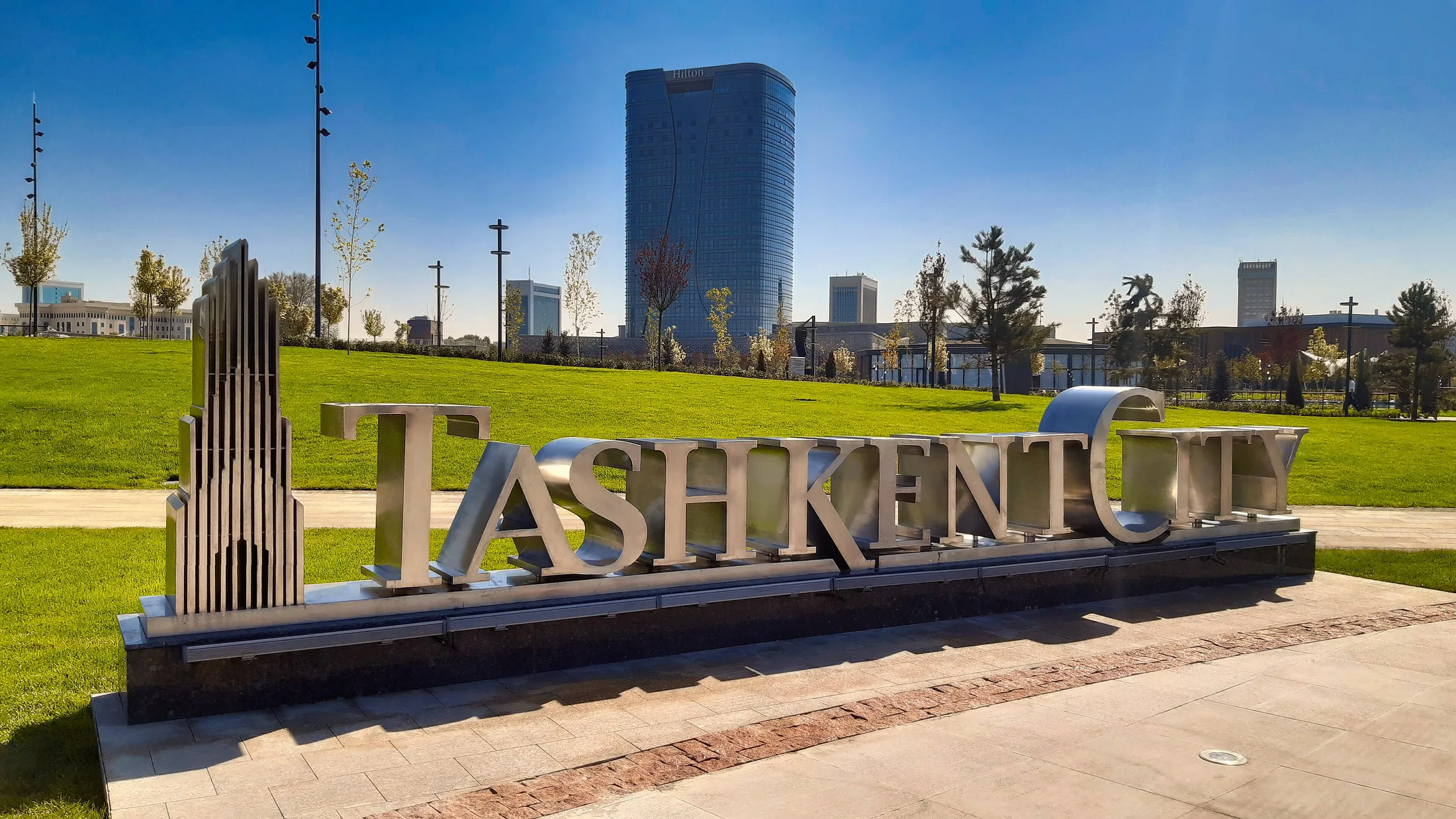 Tashkent-City name statue in or near Tashkent, Uzbekistan