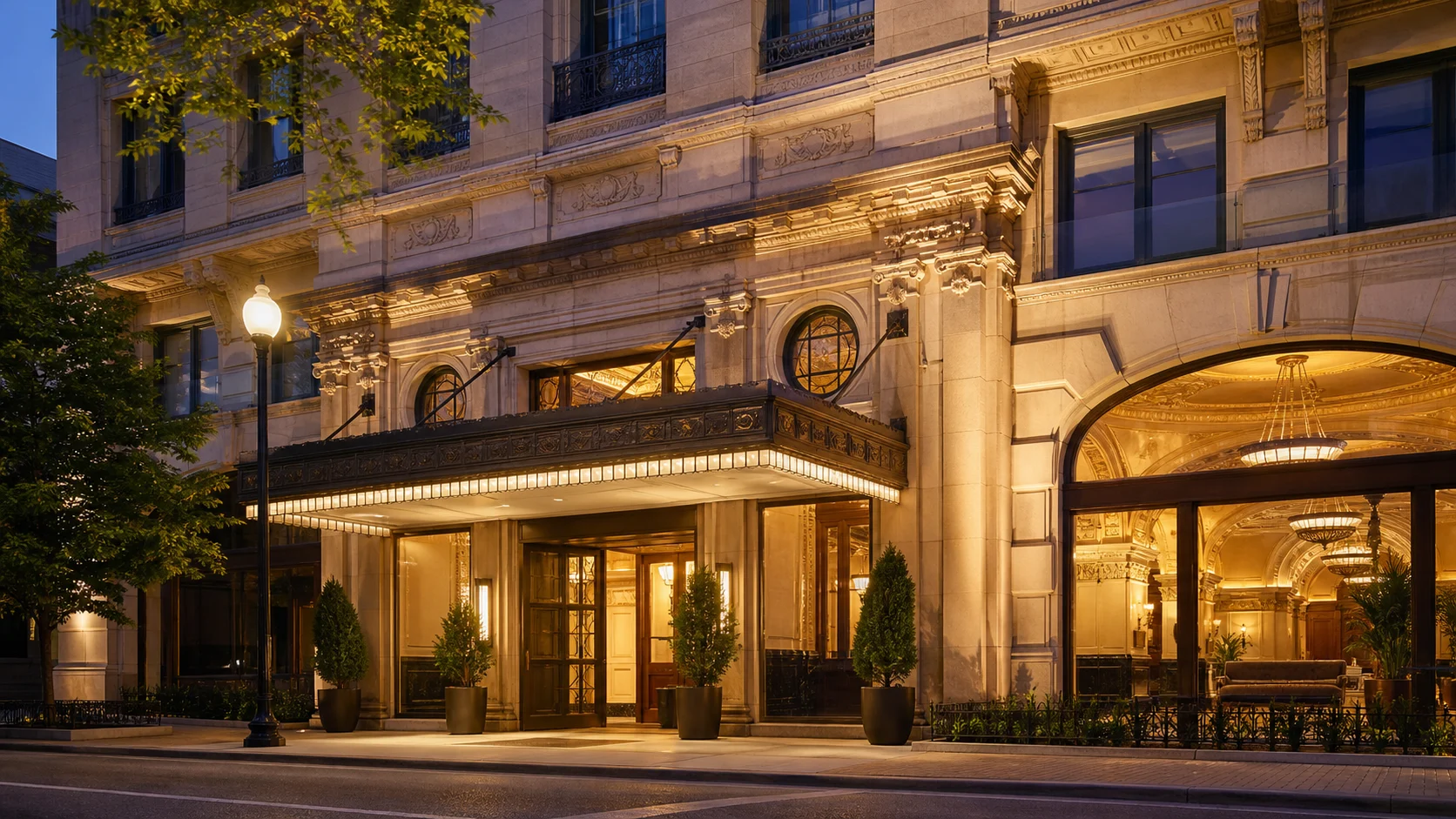 Kimpton Cottonwood Hotel Omaha, Beaux-Arts facade and ornate lobby after $75M restoration