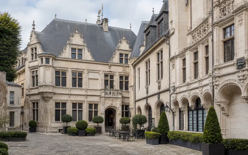 AI-generated realistic daylight view inspired by Hotel de Bourgtheroulde in Rouen
