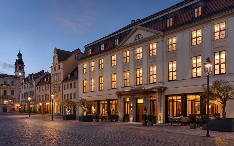 AI-generated editorial dusk view of Hotel Elephant Weimar, Autograph Collection in Germany