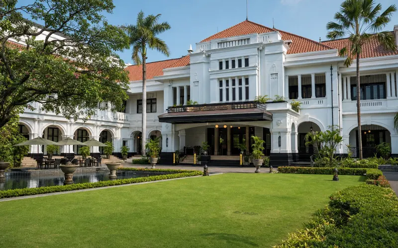 AI-generated realistic daylight view of Hotel Majapahit Surabaya - MGallery in Surabaya, Indonesia
