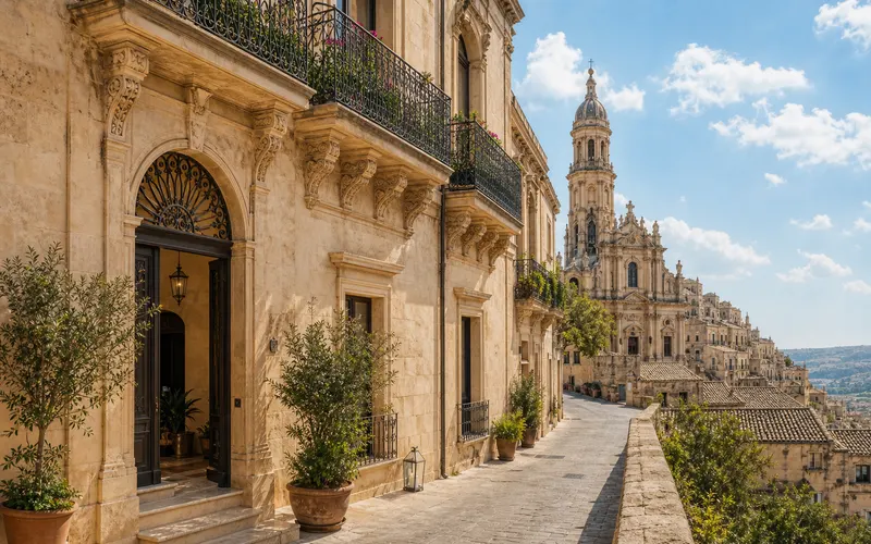AI-generated realistic daylight view inspired by Relais Antica Badia in Ragusa