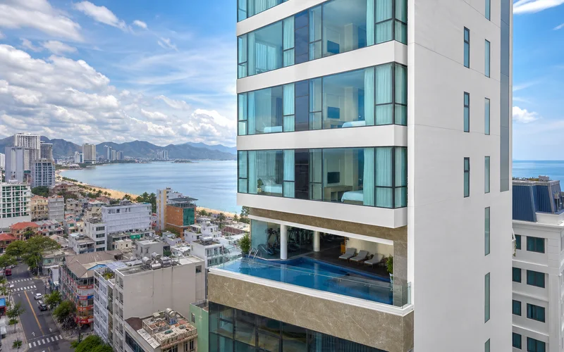 AI-generated modern Nha Trang urban hotel view inspired by Virgo Hotel