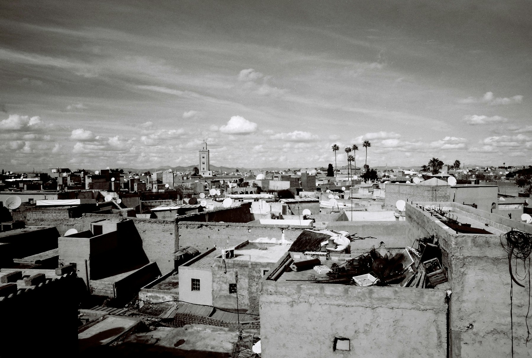 Rooftops and buildings in the Marrakech medina
